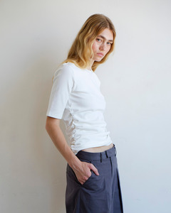 Ruched Short Sleeve Tee - Ivory