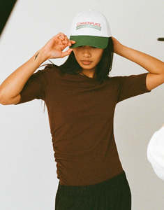 Ruched Short Sleeve Tee - Choc