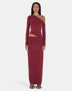 Pearla Long Sleeve Top - Burgundy