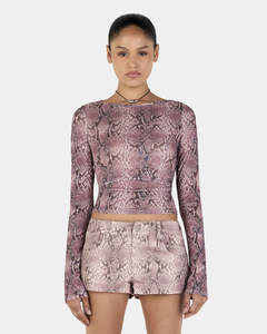 Ownley: Sade Long Sleeve Top - Mauve Snake