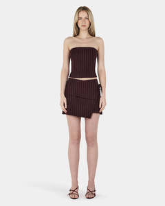 Ivy Wrap Skirt - Cherry Choc Stripe