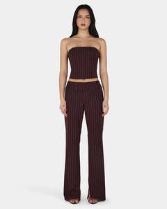 Yolanda Suit Pant - Cherry Choc Stripe