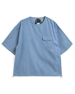 Non-Down Military Half-Sleeve Top - Blue Denim