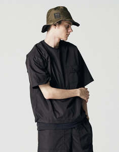 Mens T Shirts: Military Half Sleeve Nylon T-Shirt - Black