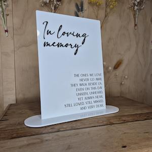 In loving Memory sign - Wanaka Wedding Hire