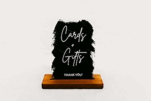 Products: Cards + Gifts Sign - Black - Wanaka Wedding Hire