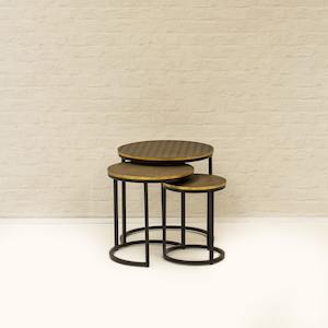 Nest of Brass Side Tables - Wanaka Wedding Hire
