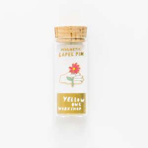 Yellow Owl: Yellow Owl Lapel Pin - Hand and Flower