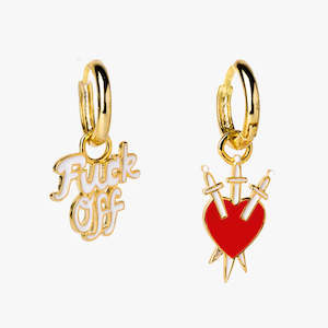 Yellow Owl Hoop Earrings - Fuck Off and Heart