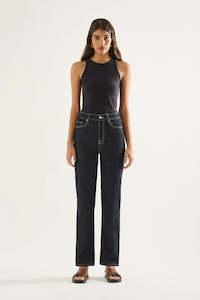 Outland Denim: Outland Denim Zoe High Straight Crop Jean - Rinse