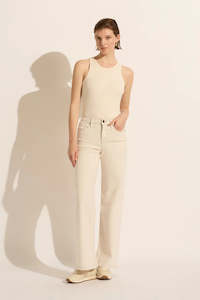 Outland Denim Mia Mid Wide Leg - Ecru