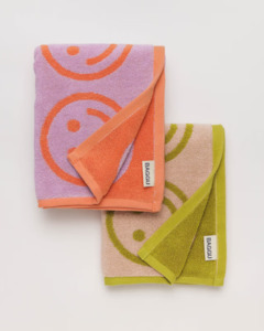Towels: Baggu Hand Towel Set of 2 - Happy Lilac Ochre