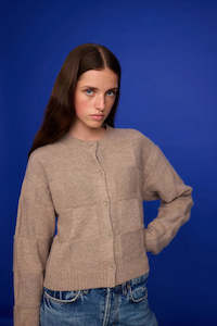 Pharlain: Phàrlain Squares Cardie - Latte Sparkle