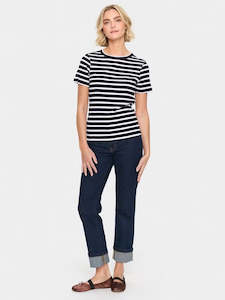 Saint Tropez Aster SS Stripe T Shirt - Black White Stripe