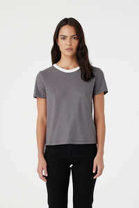Outland Denim: Outland Denim Ivy Tee - Charcoal/White Bind