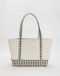 Baggu: Baggu Medium Heavyweight Canvas Tote - Black and White Gingham