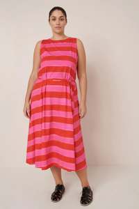 Kowtow Clothing: Kowtow Tank Swing Dress - Painted Stripe