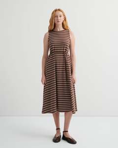 Kowtow Tank Swing Dress - Brown and white stripe