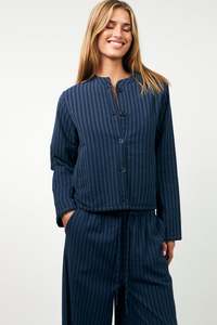 Lollys Laundry Emilia Jacket - Stripe Dark Blue