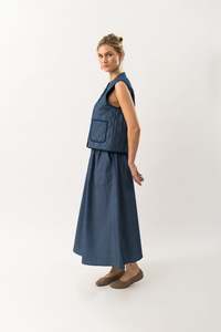 Lollys Laundry Akane Maxi Skirt - Dark Blue Stripe