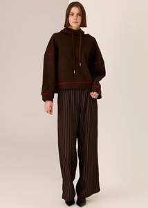 Pol Jude Wool Drawcord Knit - Chocolate/Red