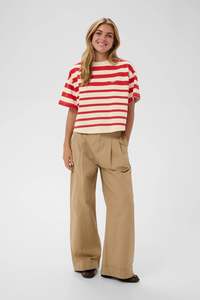 Saint Tropez Philene T Shirt - Valiant Poppy Irregular Stripe