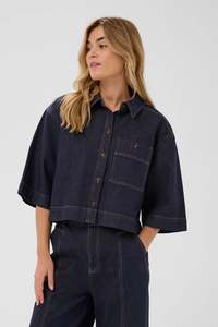 Saint Tropez: Saint Tropez Posey Shirt - Dark Blue Denim