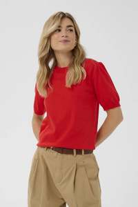 Saint Tropez Mila Shortsleeved Pullover - Valiant Poppy