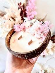 Candles: Coconut Bowl Candle- Dark Vanilla