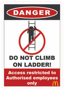 Don't climb on ladder A5 size