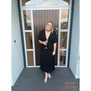 Size 12: Ruby Mirella V-Neck Dress (Black)