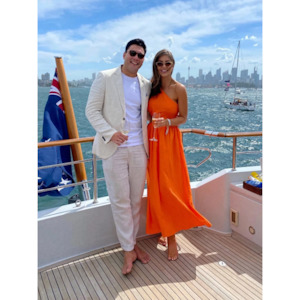 By Nicola Gabriella One Shoulder Midi (Orange)