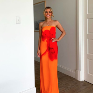 Amaya Strapless Chiffon Maxi Dress (Koi Orchid Print) - COMING SOON