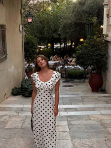 Designed by Si Luna Dress (White/Black Spot)