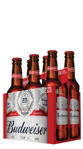 Beer: Budweiser 6 pack bottles