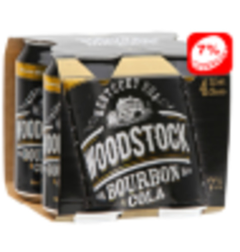 Bourbon: Woodstock 4 pack 330ml cans