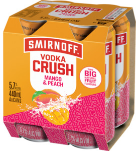 Vodka Rtd: Smirnoff Crush Mango & Peach 4 pack