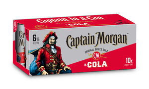 Rum Rtd: Captain Morgan Spiced Cola 10 pack