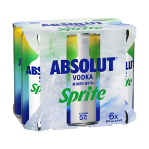 Vodka Rtd: Absolut Zero Sprite 6 pack cans