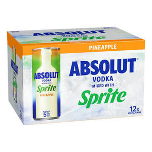 Vodka Rtd: Absolut Pineapple Sprite 12 pack cans