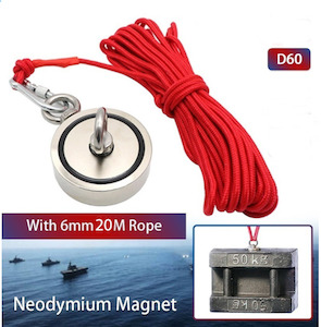 Living And Outdoor: Strong magnetic salvage Double Side Magnet with Rope Powerful Magnet for Fishing