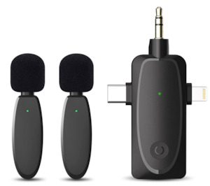 Electronics: 3 in 1 Mini Microphone Wireless Lavalier Microphones 2.4G Cordless Double Mics