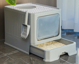 Living And Outdoor: Cat Litter Box Large Kitty Toilet Fully Enclosed with Tray Ordor Proof