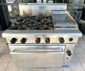 Commercial Gas Burners: Waldorf by Moffat 4 Burner Gas Cooktop with Griddle Plate RN8613GF With Warranty