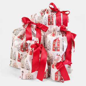 Reusable Gift Bags: Christmas Cottages (Reusable Gift Bag Set)
