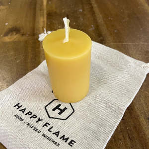 Christmas Cracker Supplies: Happy Flame Beeswax Pillar Candle