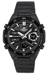 Casio: Casio Edifice Analog Digital Stainless Steel Black Dial Quartz EFV-C110DC-1A Men's Watch