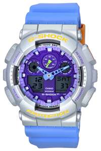 Cw Casio: ACasio G-Shock Euphoria Analog Digital Blue Resin Strap Purple Dial Quartz GA-100EU-8A2 Men's Watch