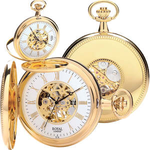 Products: Gold Mechanical Half Hunter Pocket Watch – Vintage Charm with Modern Mechanics