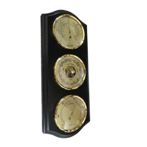 Ebony & Brass Weatherstation-3 in 1 - Hygrometer + Barometer + Thermometer